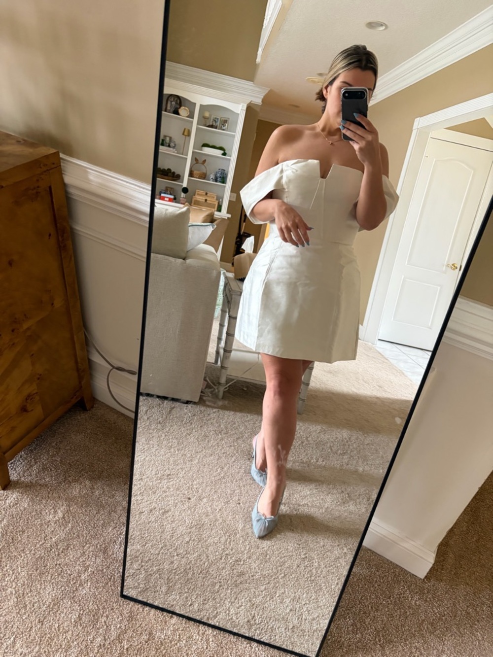 Off-Shoulder White Mini Dress
